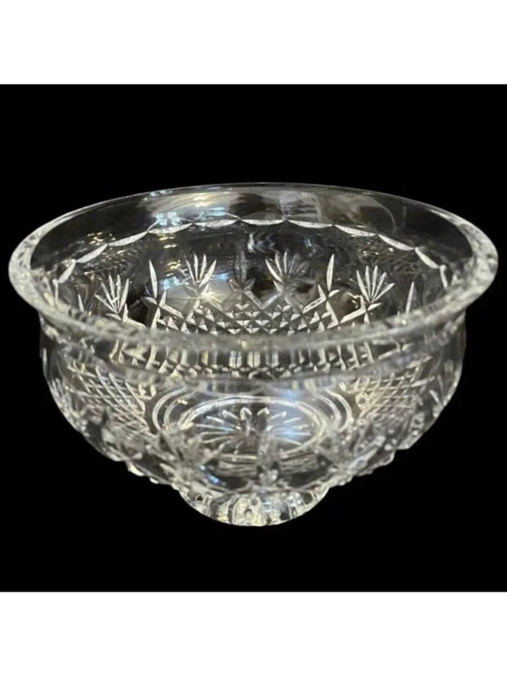 Waterford Crystal KILLARNEY 8" Footed Bowl Crosshatch Fan Pattern Holiday Decor